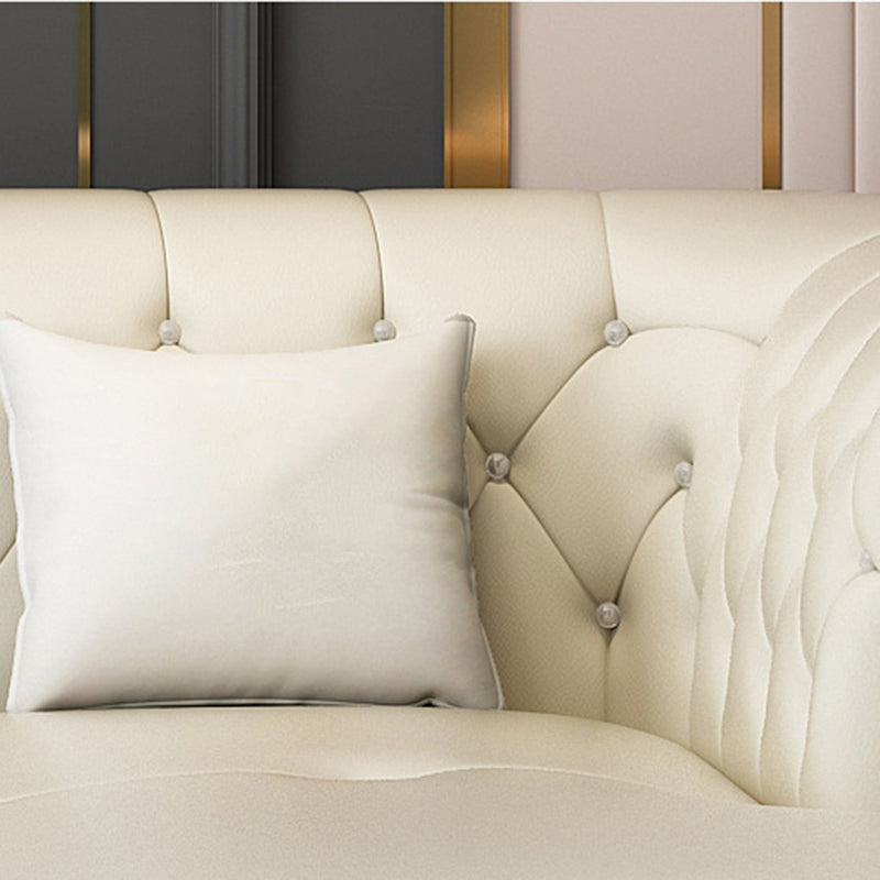 Faux Leather Luxurious Sectional Sofa Tufted Flared Arm Sectional