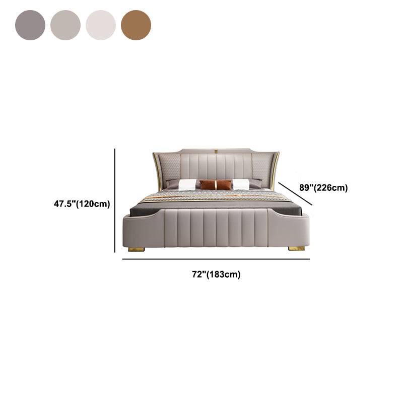 Glam Pine Wood Upholstered Headboard Rectangular Wingback Bed