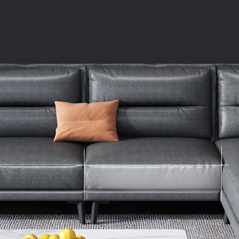 Contemporary Black 4-seat Sectional Loose Back Sectional Sofa