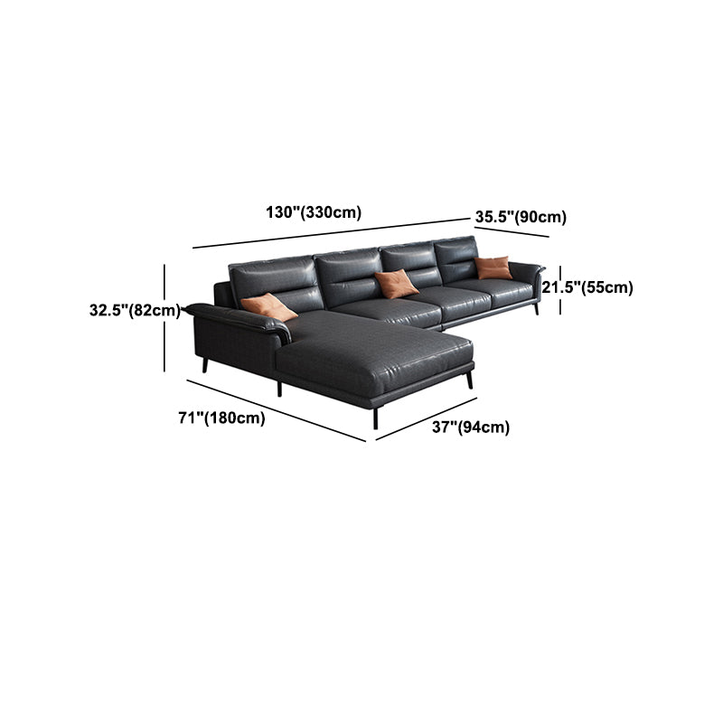 Contemporary Black 4-seat Sectional Loose Back Sectional Sofa