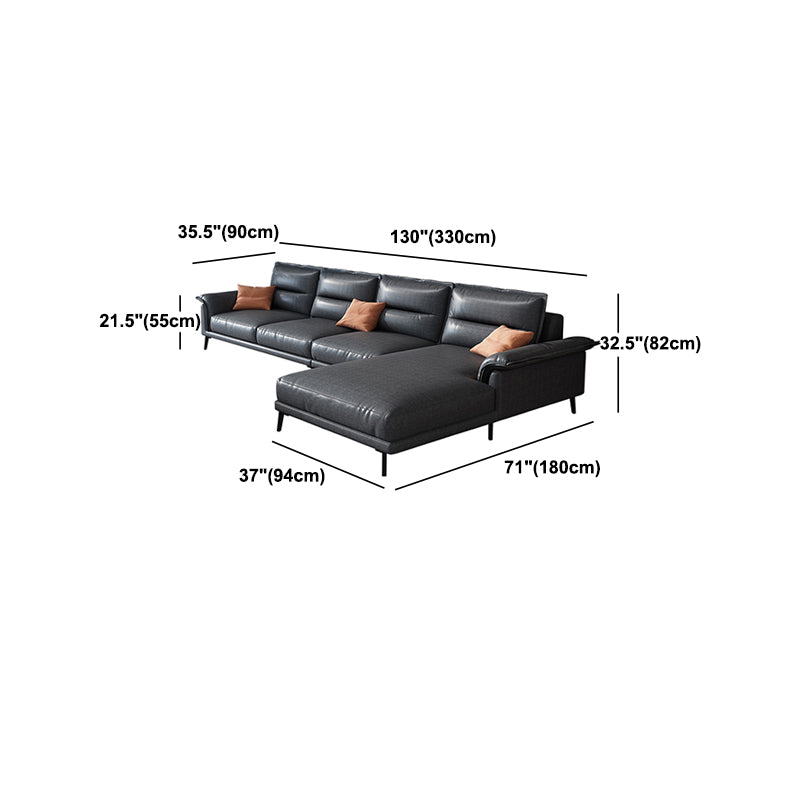Contemporary Black 4-seat Sectional Loose Back Sectional Sofa