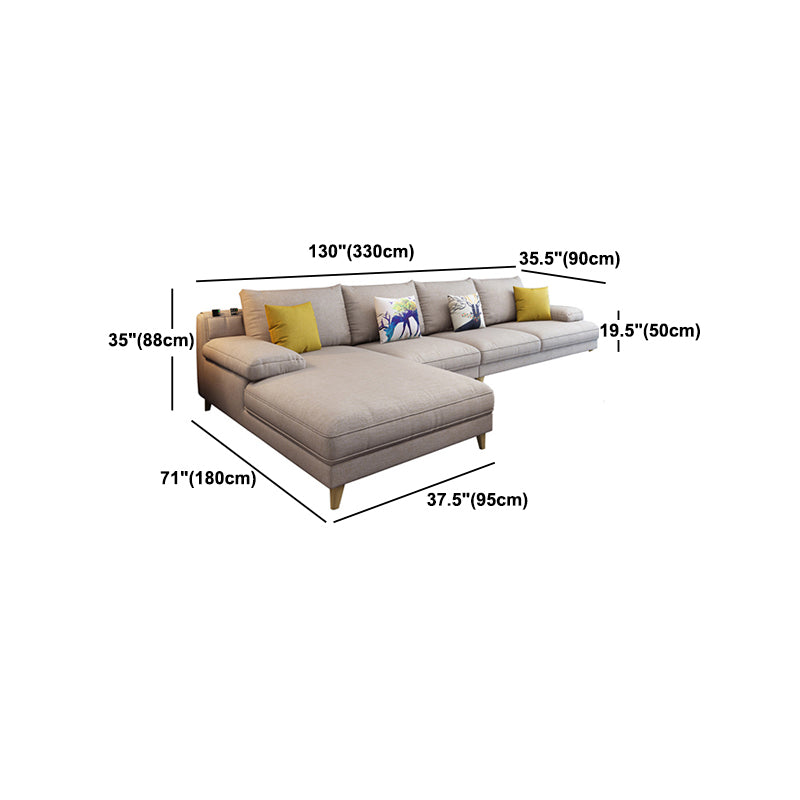 Brown 4-seater Slipcovered Sectional Sofa Pillow Top Arm Sectional