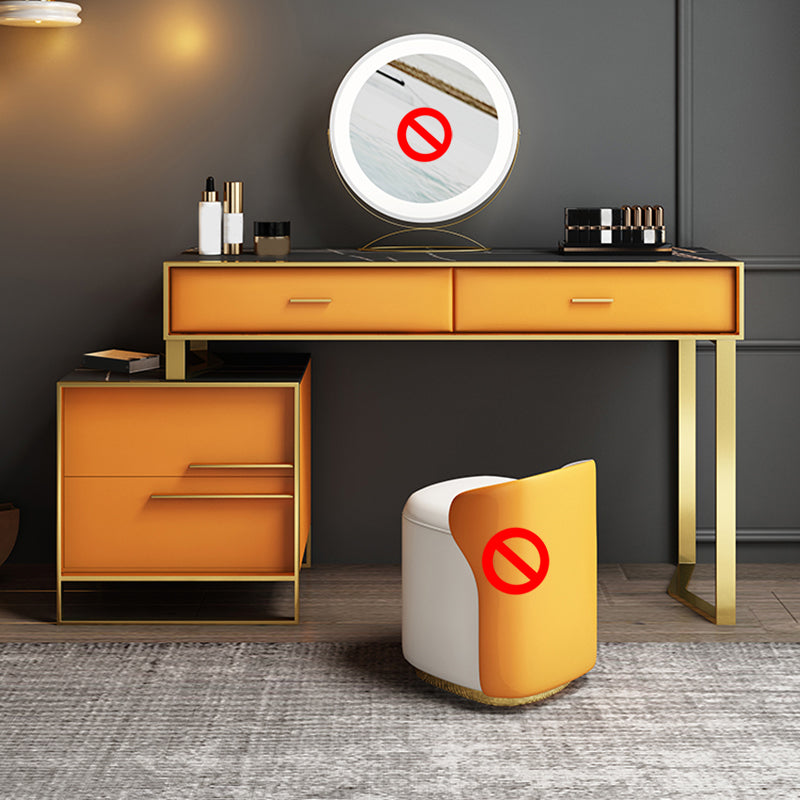 Orange Vanity Set with 4 Storage Drawers Make-up Vanity, 15.74" Wide