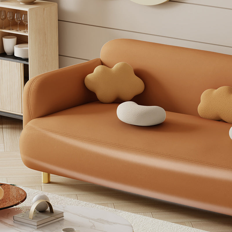 27.5" H Contemporary Faux Leather Recessed Arm Sofa for Living Room