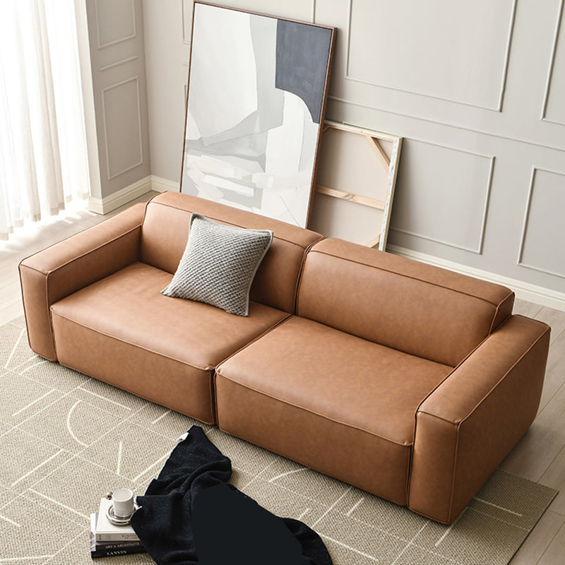 25.6" H Contemporary Faux Leather Square Arm Sofa for Living Room