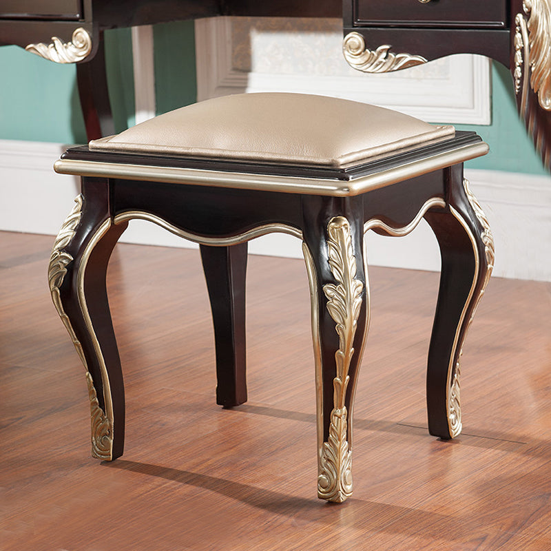 Brown Makeup Counter with Mirror 19.68" Wide Wood Vanity Tables with 5 Drawers