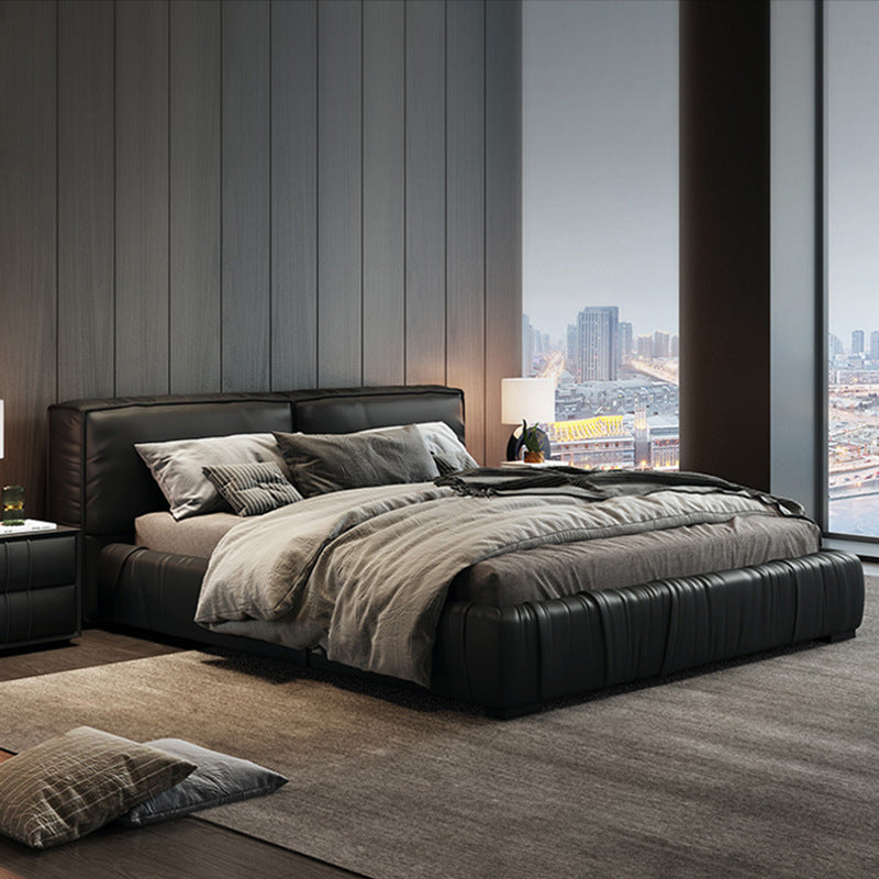 Contemporary Solid Wood with Headboard Rectangular Panel Bed Frame