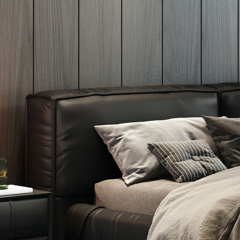 Contemporary Solid Wood with Headboard Rectangular Panel Bed Frame