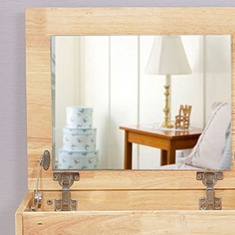 Brown Vanity Set with Mirror 15.74" Wide Wood Vanity Tables with Drawers