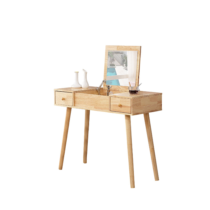 Brown Vanity Set with Mirror 15.74" Wide Wood Vanity Tables with Drawers