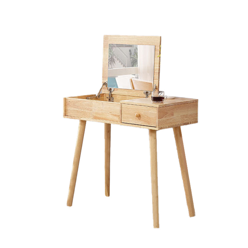 Brown Vanity Set with Mirror 15.74" Wide Wood Vanity Tables with Drawers