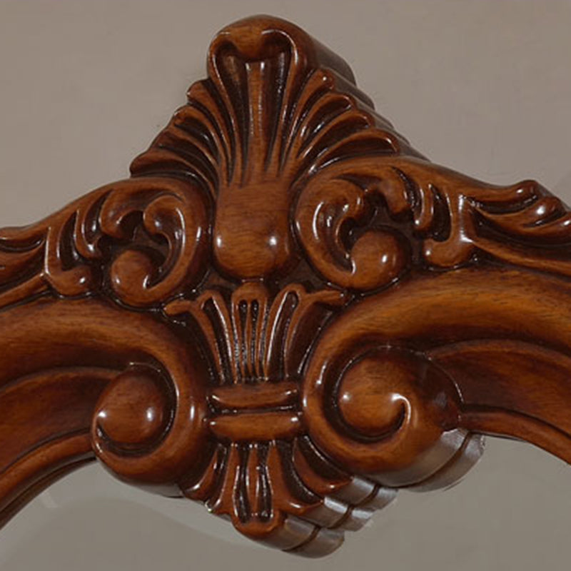 18.89" Wide Brown Vanity Set with Mirror Glass Make-up Vanity with 5 Storage Drawers