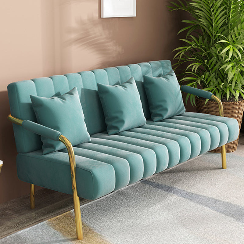 Contemporary 28.3" H Velvet Sewn Pillow Back Sofa for Living Room