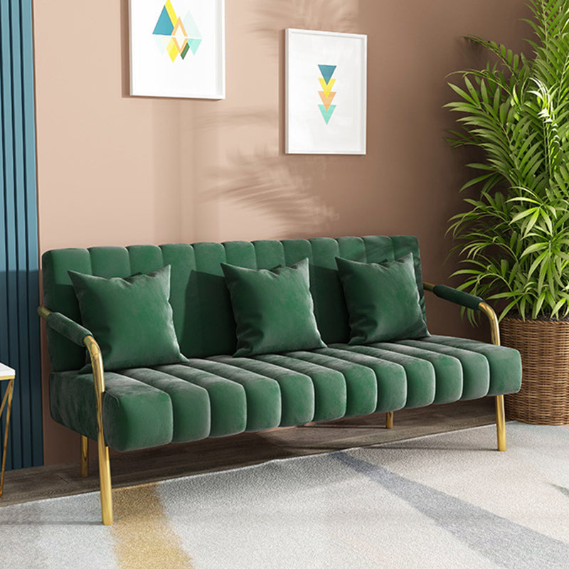 Contemporary 28.3" H Velvet Sewn Pillow Back Sofa for Living Room