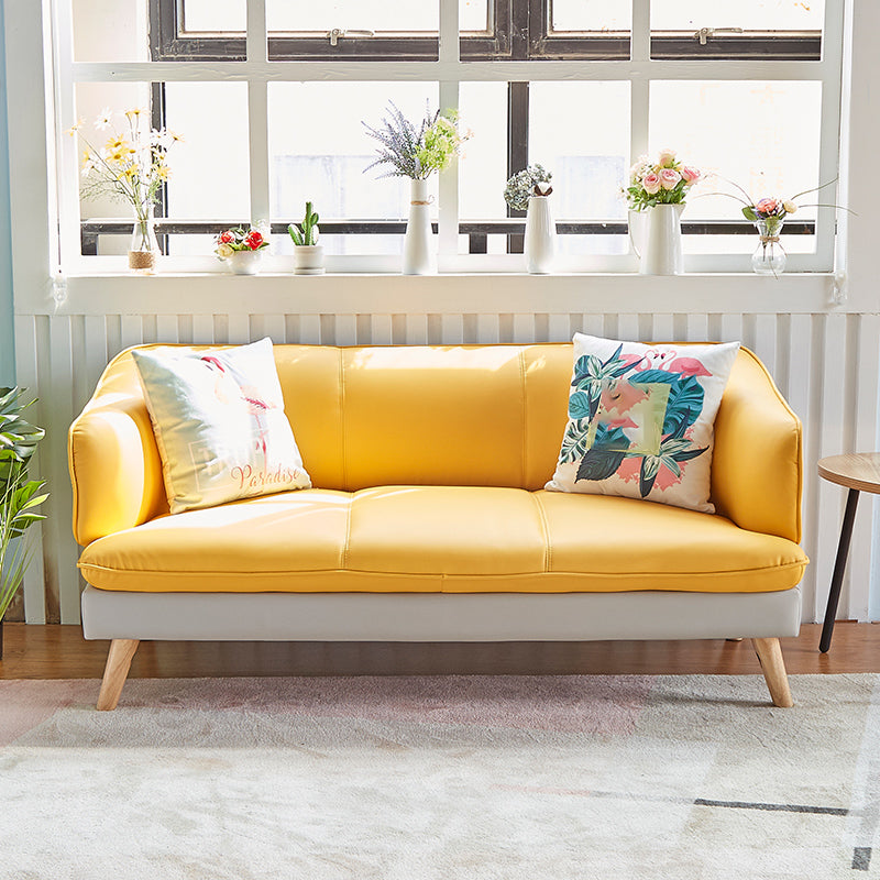 29.53" H Contemporary Faux Leather Slope Arm Sofa for Apartment