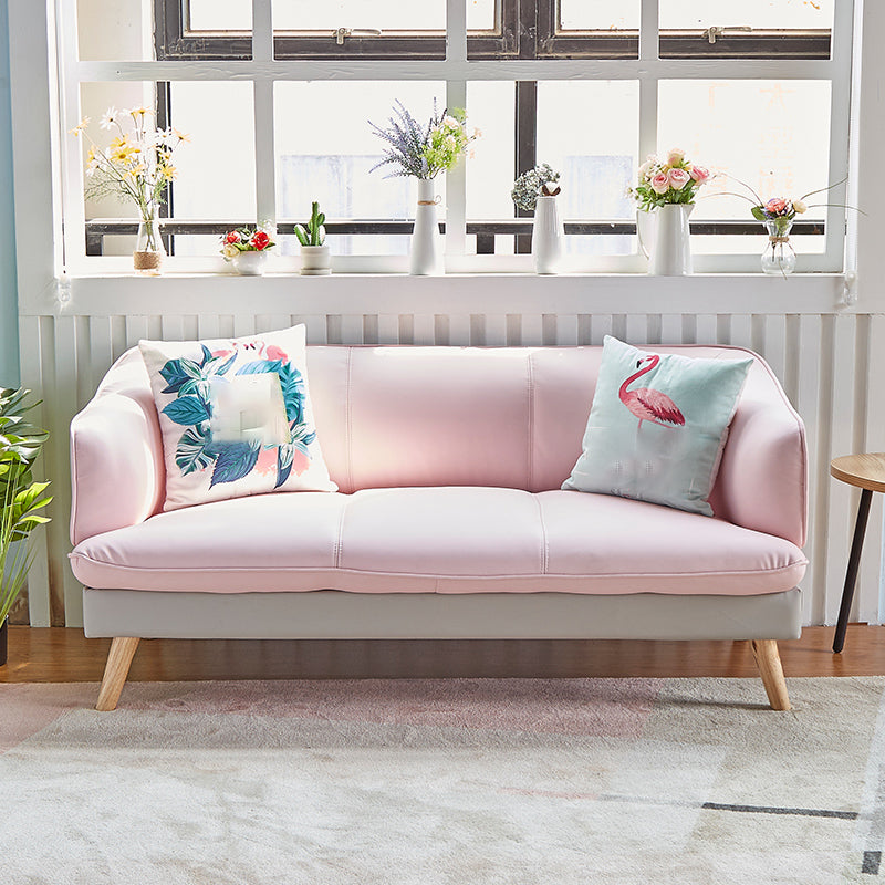 29.53" H Contemporary Faux Leather Slope Arm Sofa for Apartment