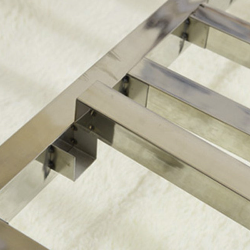 Silver Modern Steel Bed Rectangular Standard Bed with Metal Legs