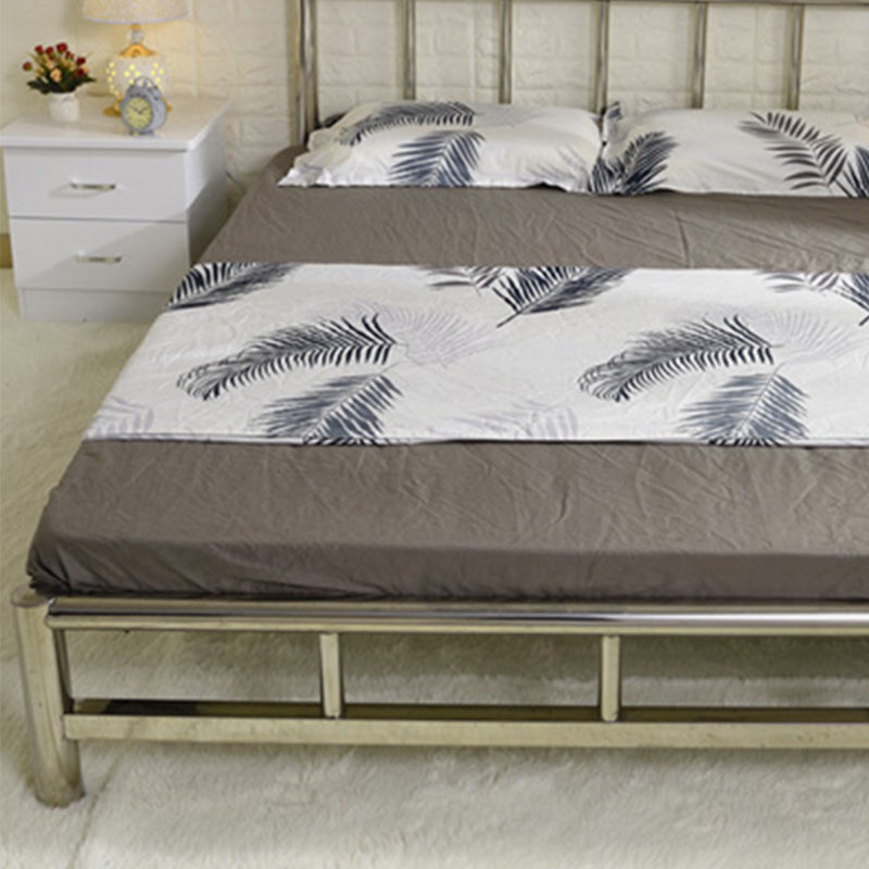 Silver Modern Steel Bed Rectangular Standard Bed with Metal Legs