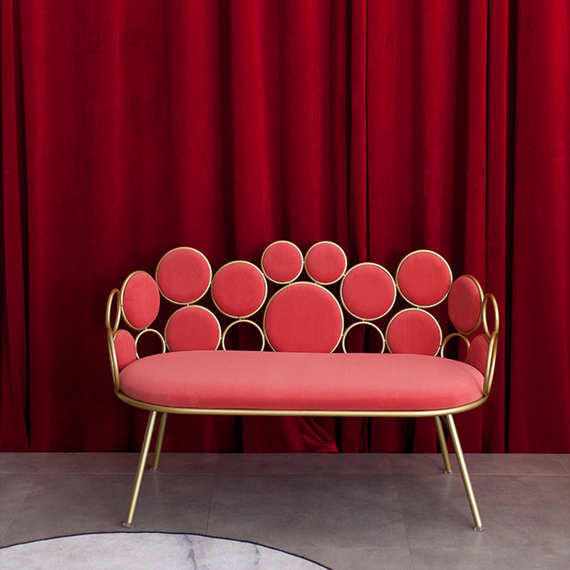 Modern Velvet 2-seat Sofa 31.49" H Sloped Arm Metal Frame Settee
