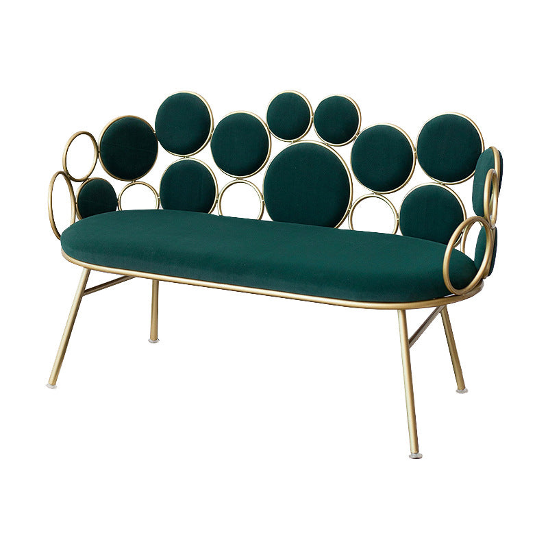 Modern Velvet 2-seat Sofa 31.49" H Sloped Arm Metal Frame Settee