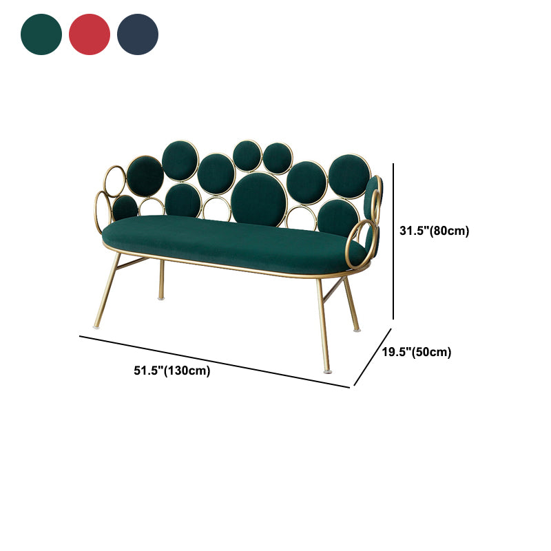 Modern Velvet 2-seat Sofa 31.49" H Sloped Arm Metal Frame Settee