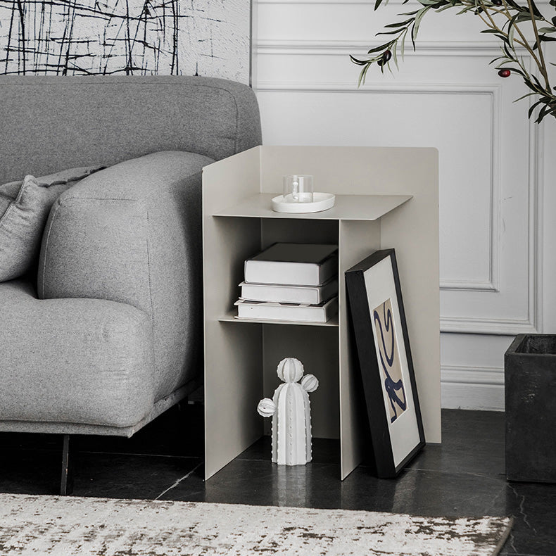 Metal Abstract End Table Mid-Century Corner Table with Shelf