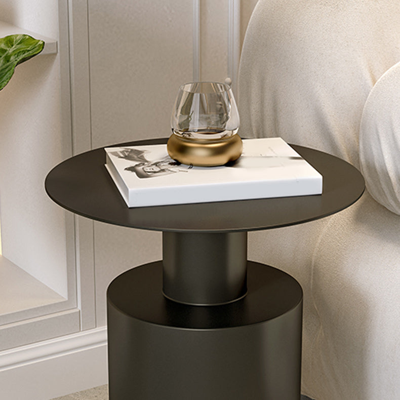 Mid-Century 19.7" Tall Pedestal End Table Round Metal Side Table