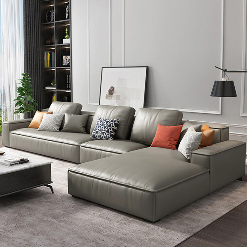 Nordic Recessed Arm Stationary Faux Leather Living Room Sofa Chaise