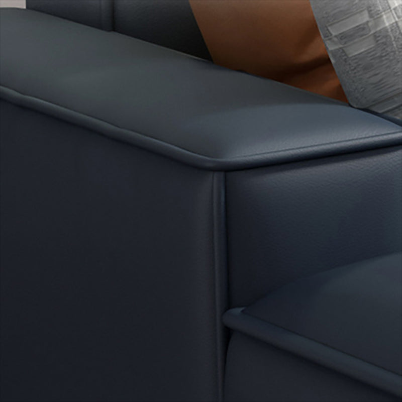 Nordic Recessed Arm Stationary Faux Leather Living Room Sofa Chaise