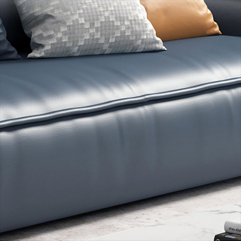 Nordic Recessed Arm Stationary Faux Leather Living Room Sofa Chaise