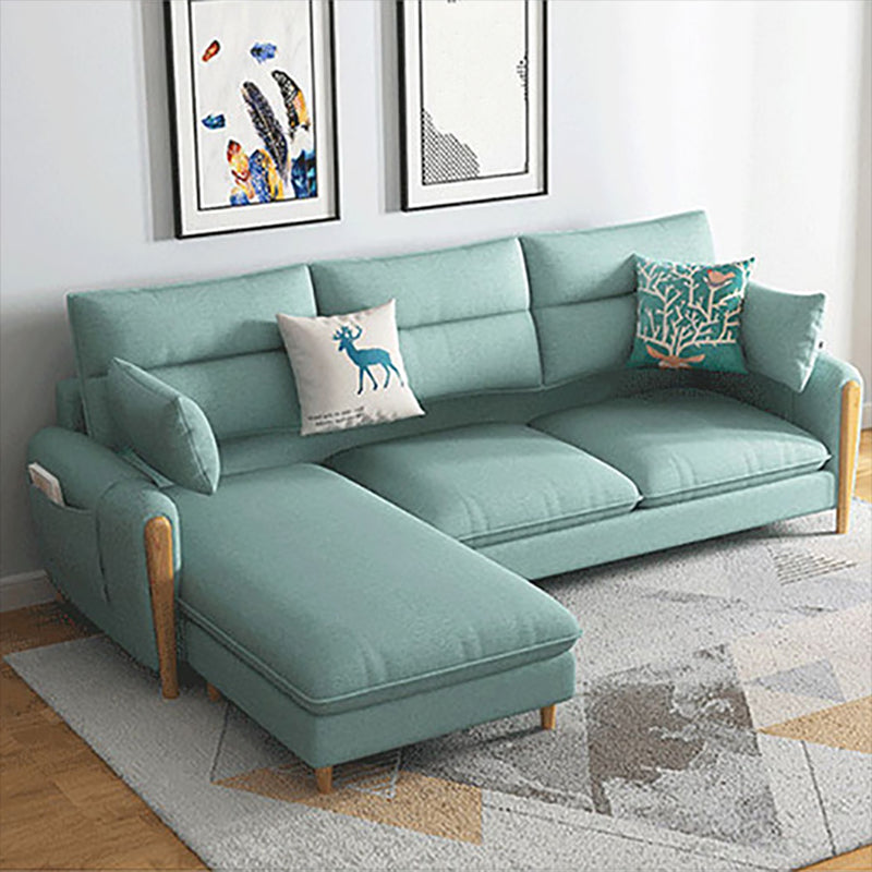 Contemporary Fabric Living Room Square Arm Cushions Sofa Chaise