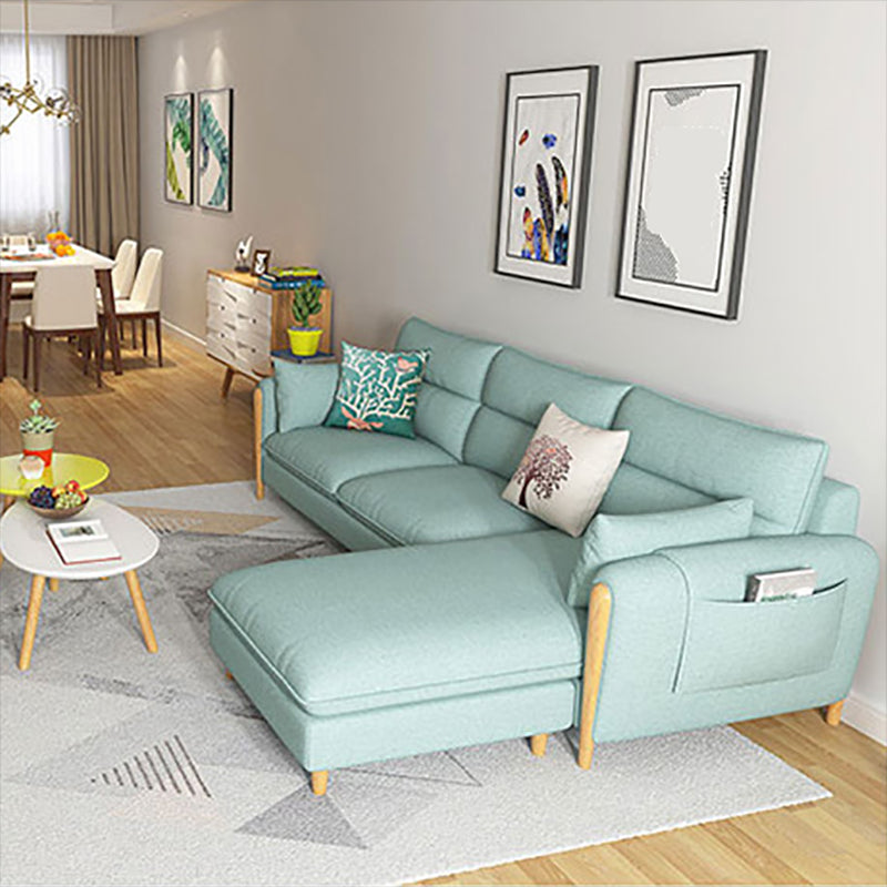 Contemporary Fabric Living Room Square Arm Cushions Sofa Chaise