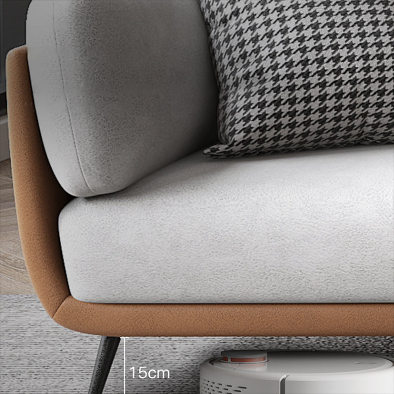 Nordic Faux Leather Living Room Stationary Pillow Top Arm Sofa Chaise