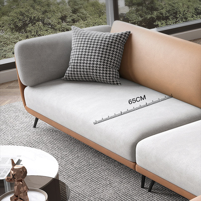 Nordic Faux Leather Living Room Stationary Pillow Top Arm Sofa Chaise