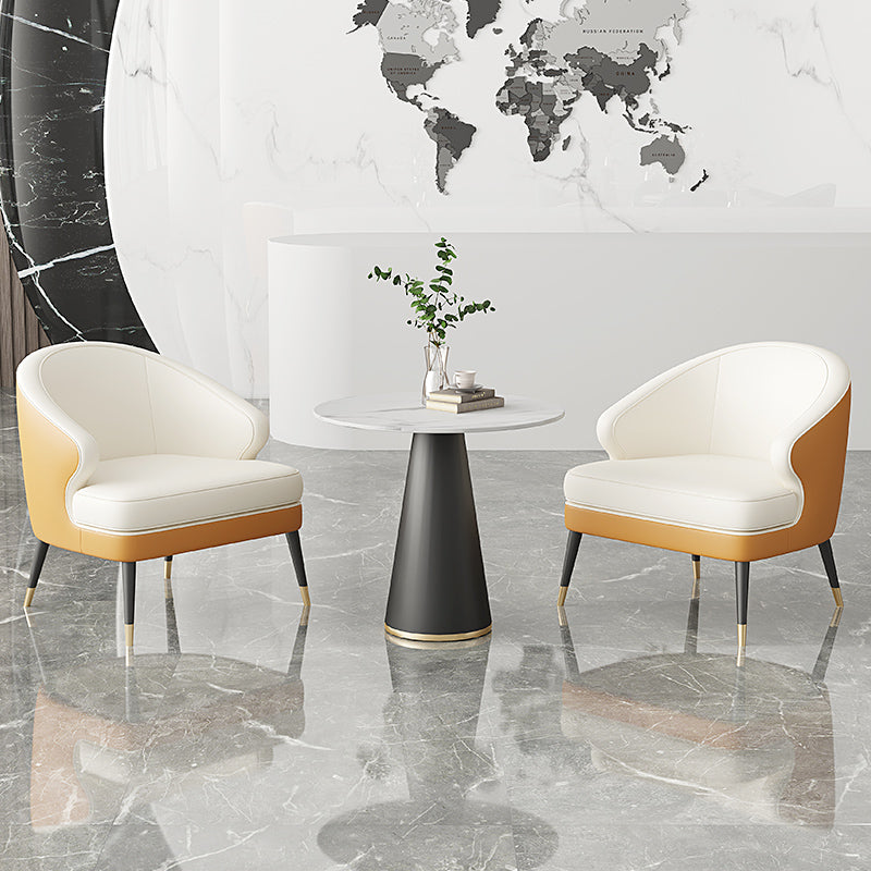 23.62" Wide Arm Chair Faux Leather Recessed Arms Accent Chair