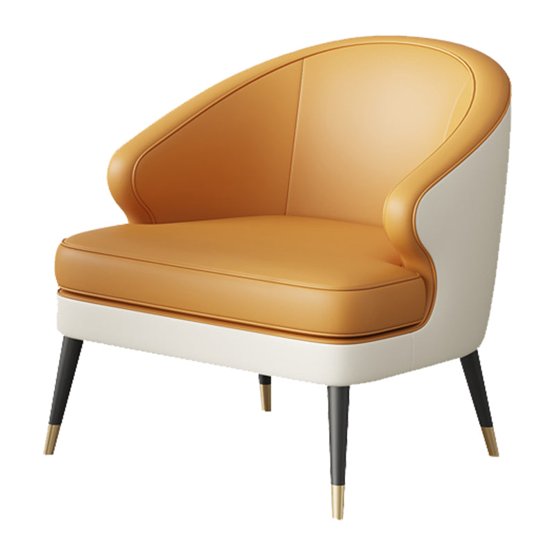 23.62" Wide Arm Chair Faux Leather Recessed Arms Accent Chair