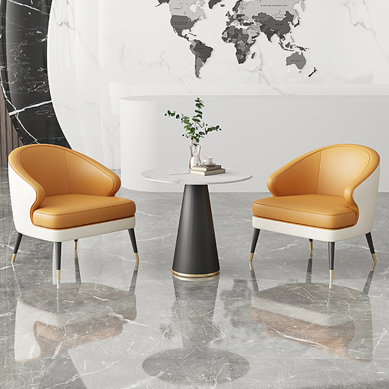 23.62" Wide Arm Chair Faux Leather Recessed Arms Accent Chair