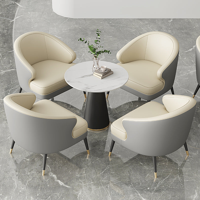 23.62" Wide Arm Chair Faux Leather Recessed Arms Accent Chair