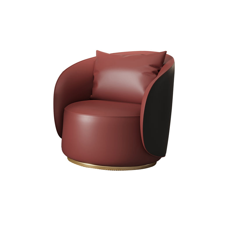 Faux Leather Arm Chair 30.70" High Recessed Arms Accent Chair