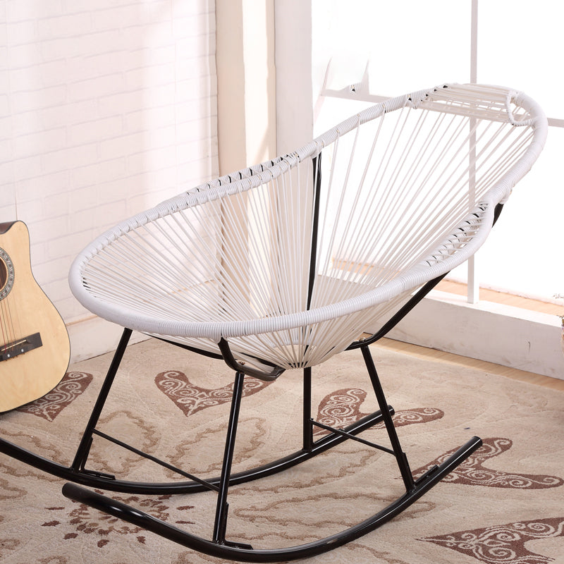 Contemporary Rocking Chair Wicker Wing Chair Back Solid Color Indoor Rocking Chair