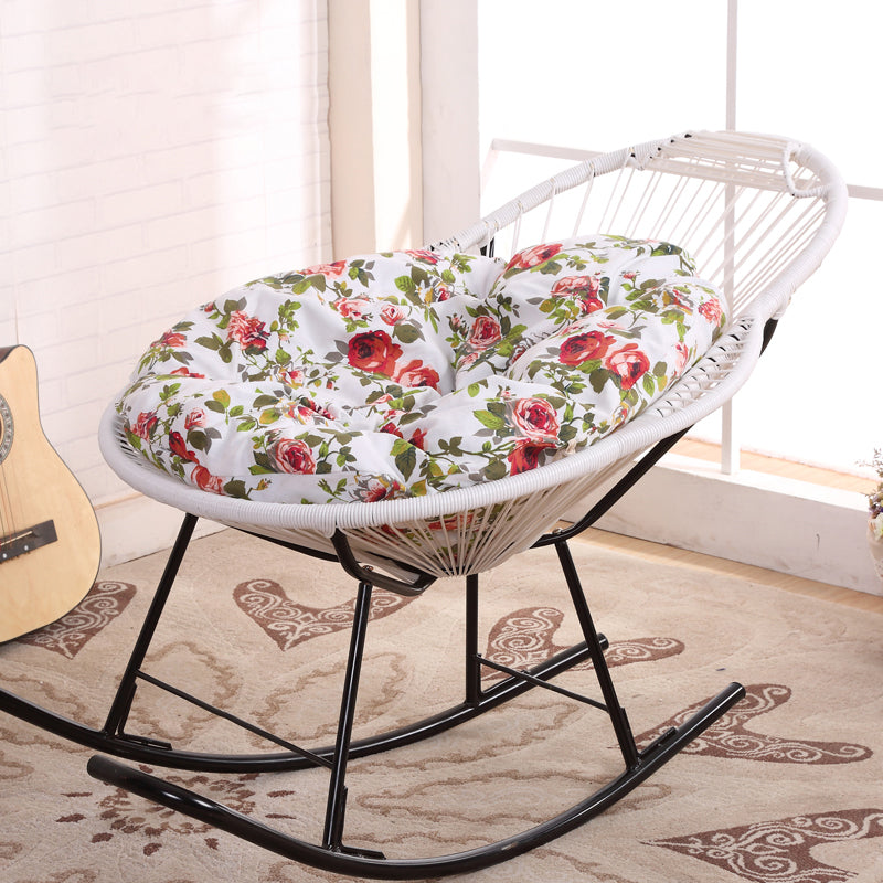 Contemporary Rocking Chair Wicker Wing Chair Back Solid Color Indoor Rocking Chair