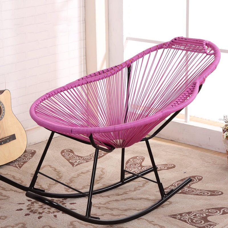 Contemporary Rocking Chair Wicker Wing Chair Back Solid Color Indoor Rocking Chair