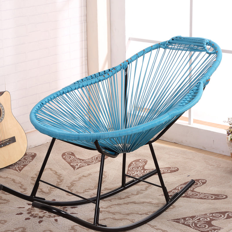 Contemporary Rocking Chair Wicker Wing Chair Back Solid Color Indoor Rocking Chair