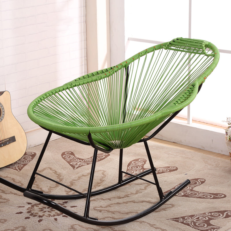 Contemporary Rocking Chair Wicker Wing Chair Back Solid Color Indoor Rocking Chair