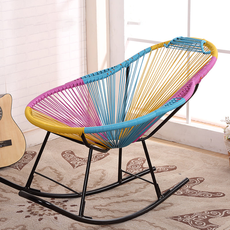 Contemporary Rocking Chair Wicker Wing Chair Back Solid Color Indoor Rocking Chair