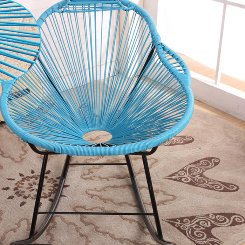 Contemporary Rocking Chair Wicker Wing Chair Back Solid Color Indoor Rocking Chair