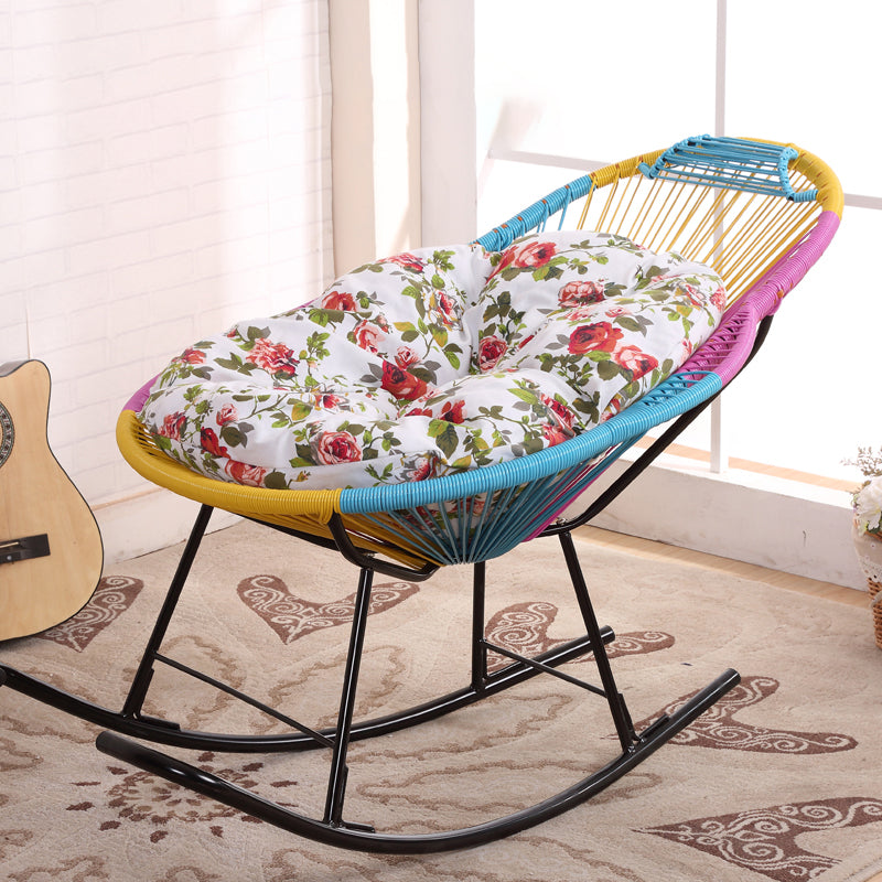 Contemporary Rocking Chair Wicker Wing Chair Back Solid Color Indoor Rocking Chair