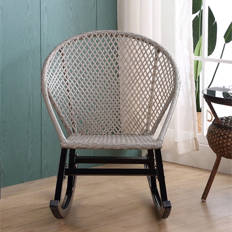 Rattan Rocker Chair Mid-Century Modern Rocking Chair with Gray Frame