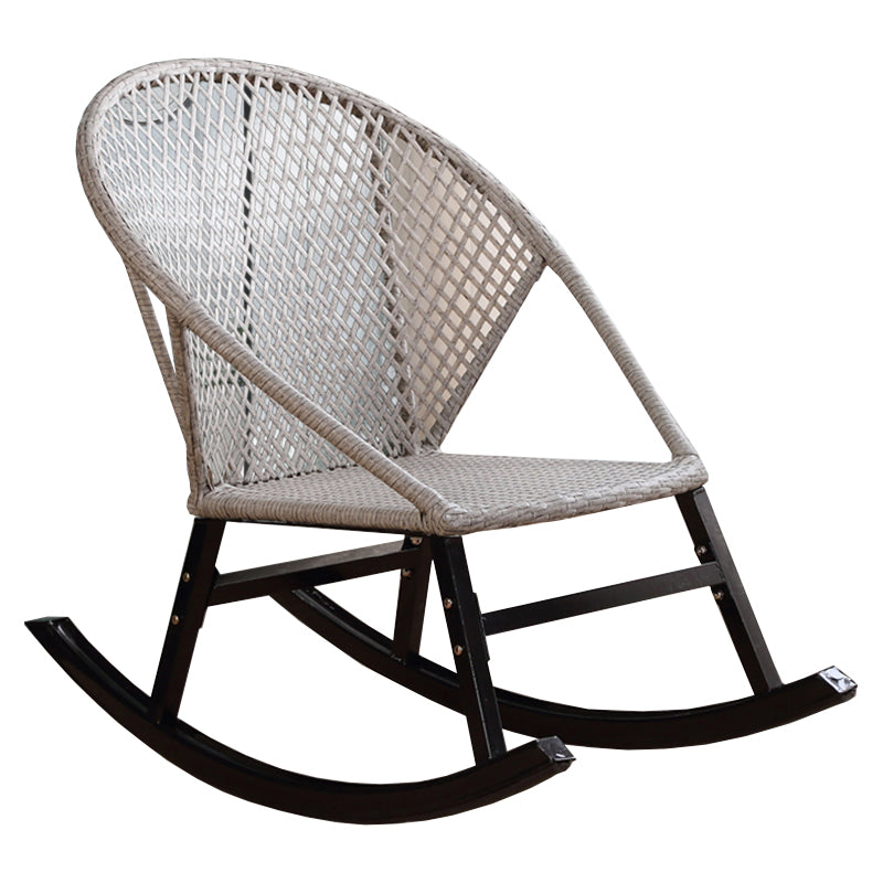 Rattan Rocker Chair Mid-Century Modern Rocking Chair with Gray Frame