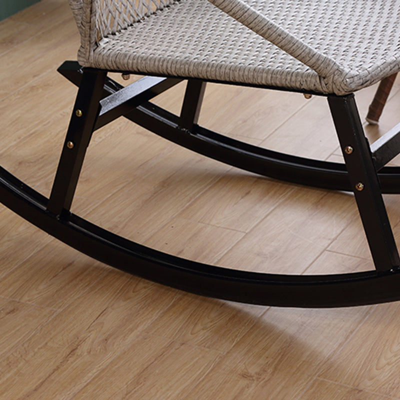 Rattan Rocker Chair Mid-Century Modern Rocking Chair with Gray Frame